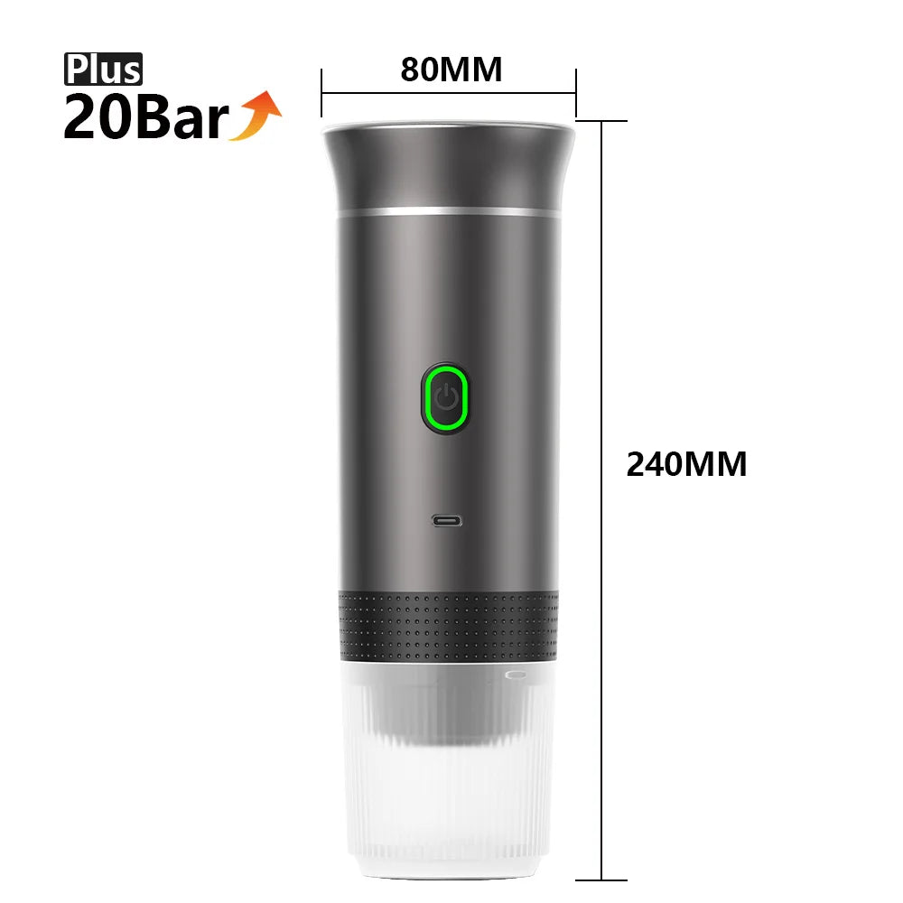 Cafetière Espresso Électrique Sans Fil – Portable 3-en-1 pour Capsules et Café Moulu