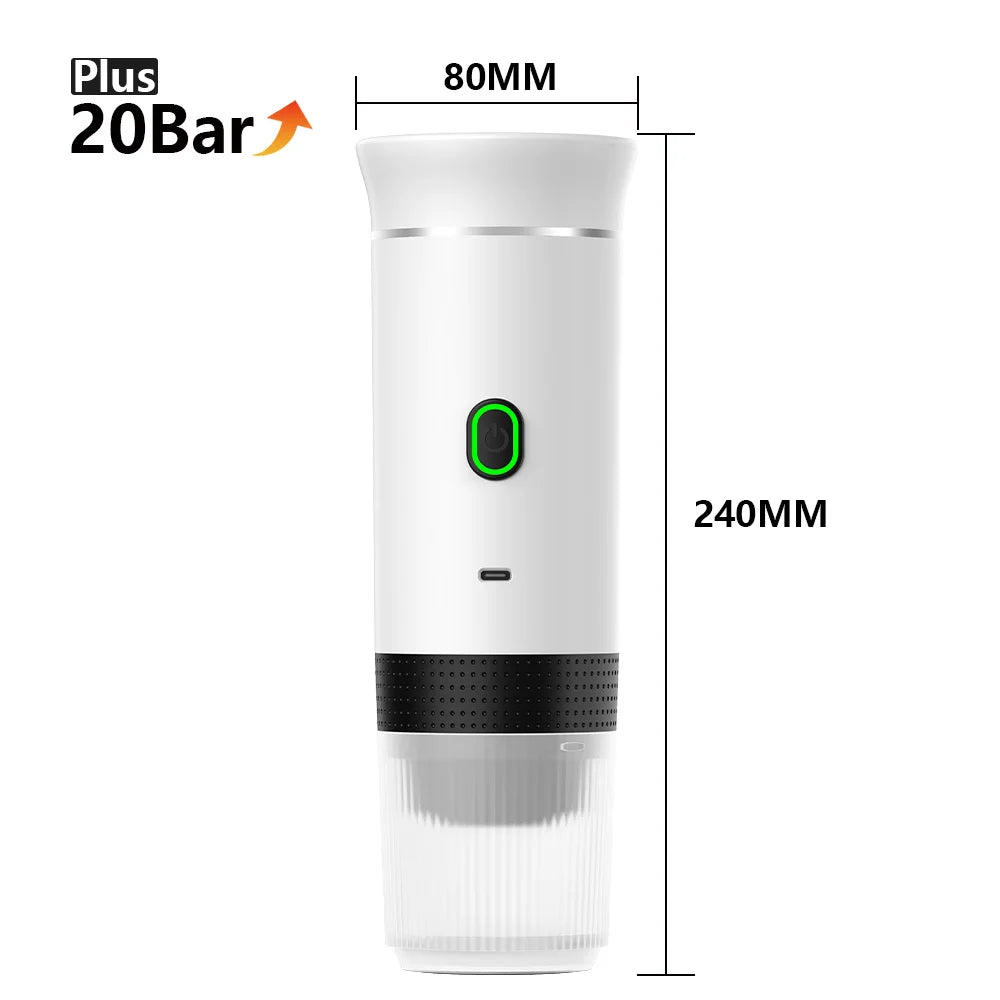 Cafetière Espresso Électrique Sans Fil – Portable 3-en-1 pour Capsules et Café Moulu
