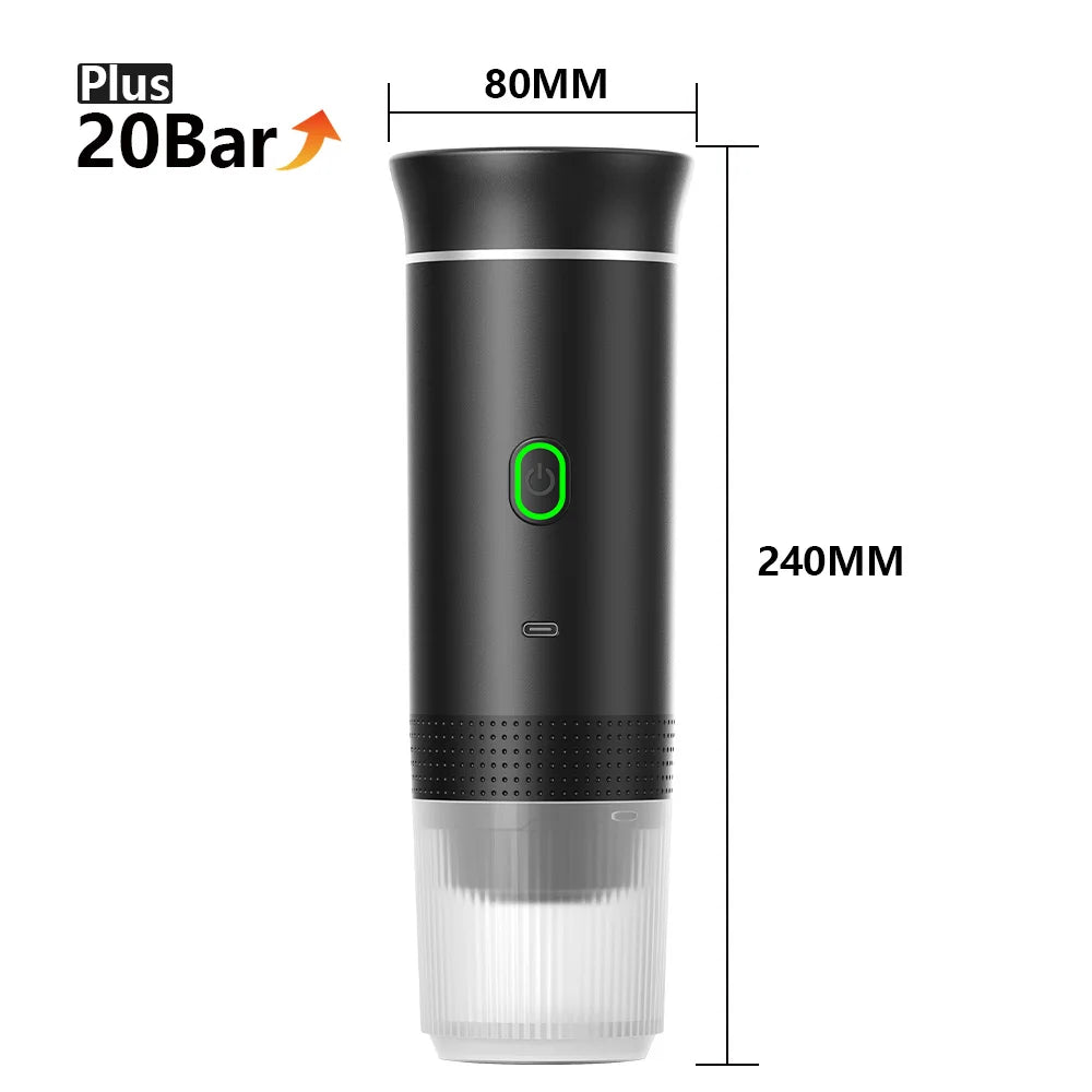 Cafetière Espresso Électrique Sans Fil – Portable 3-en-1 pour Capsules et Café Moulu