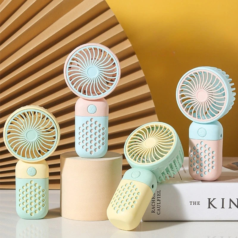 Mini Ventilateur Portable USB Rechargeable – Design Cartoon Mignon pour Étudiants