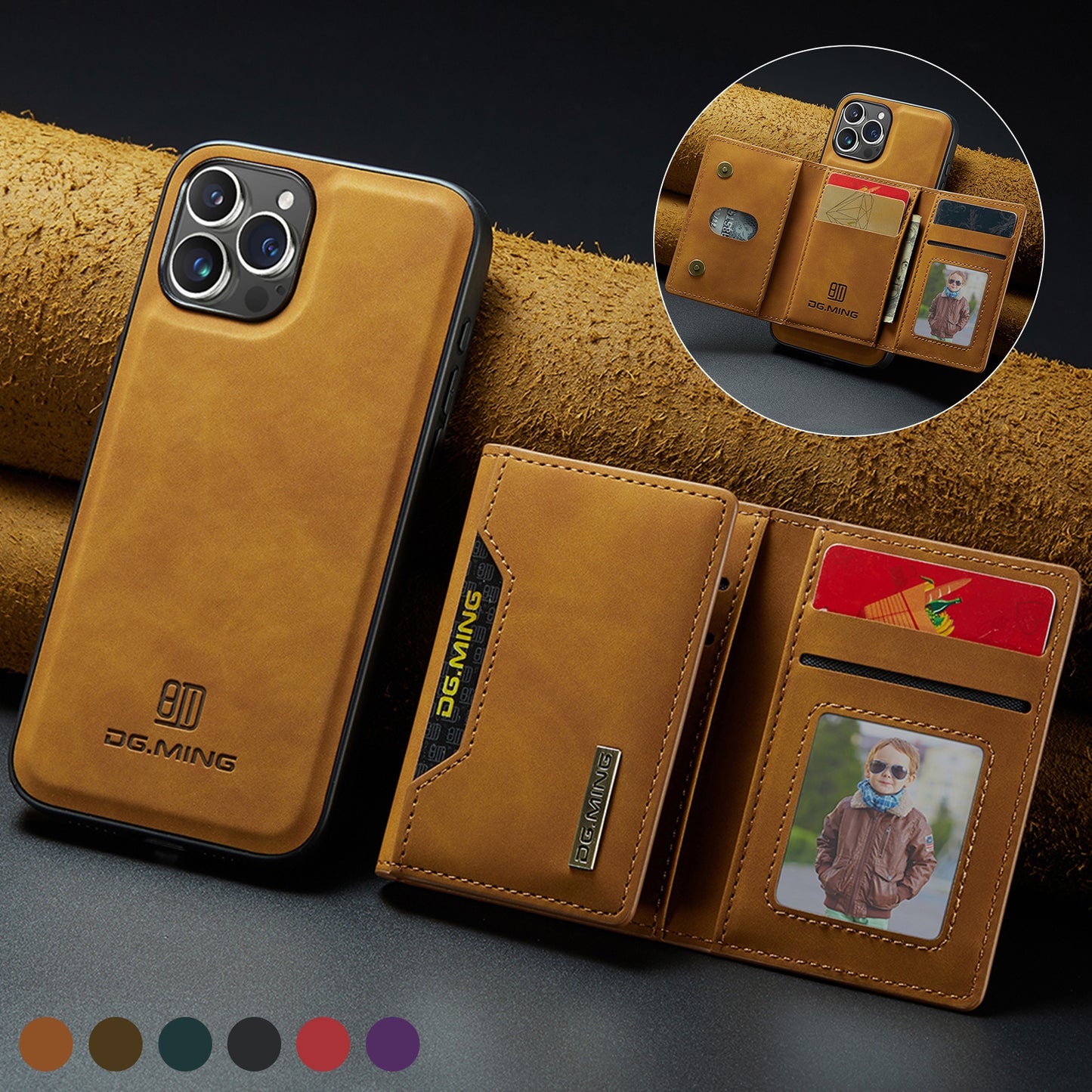 2 in 1 Detachable Wallet Case with Card Holder for IPhone 13 Mini 16E 16 15 Plus 14 13 12 Pro Max XS XR Leather Shockproof Cover