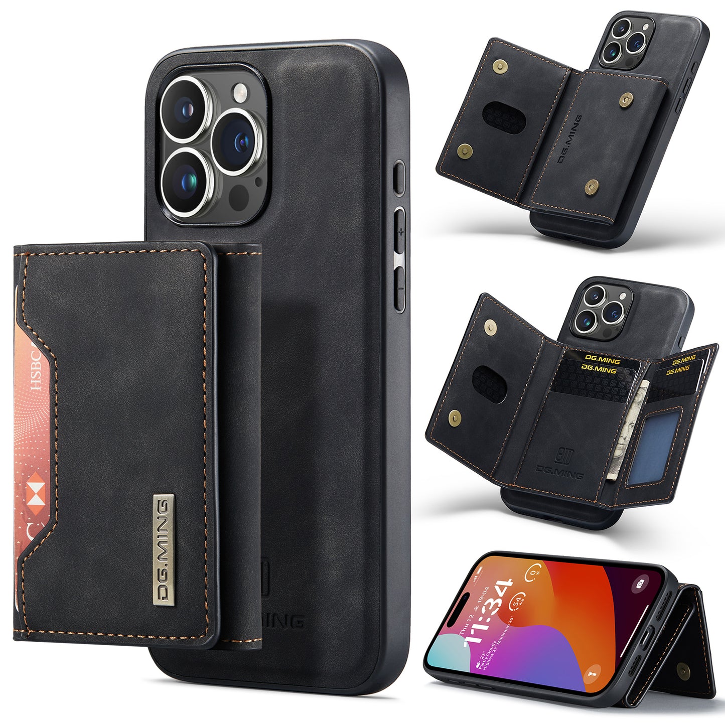 2 in 1 Detachable Wallet Case with Card Holder for IPhone 13 Mini 16E 16 15 Plus 14 13 12 Pro Max XS XR Leather Shockproof Cover