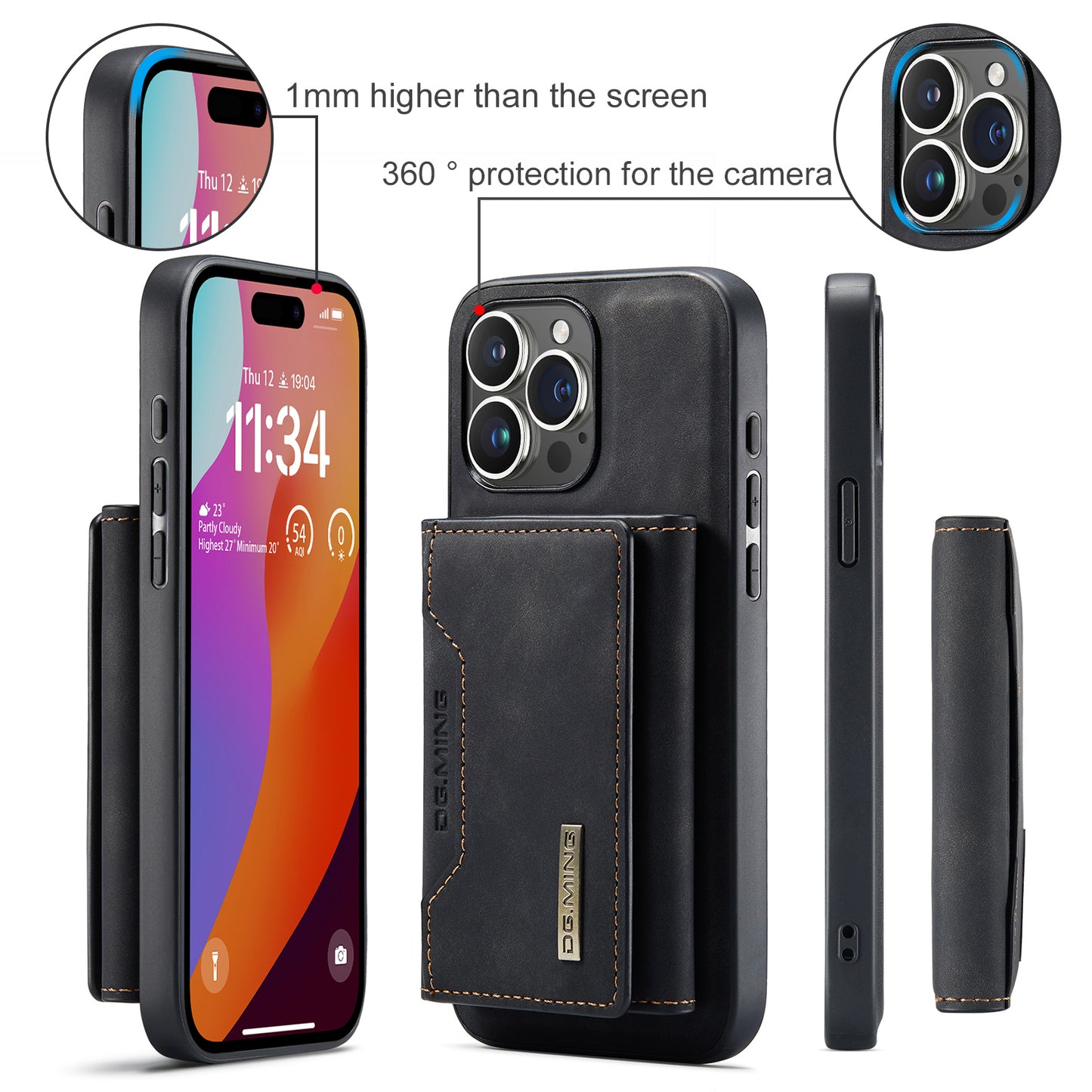2 in 1 Detachable Wallet Case with Card Holder for IPhone 13 Mini 16E 16 15 Plus 14 13 12 Pro Max XS XR Leather Shockproof Cover