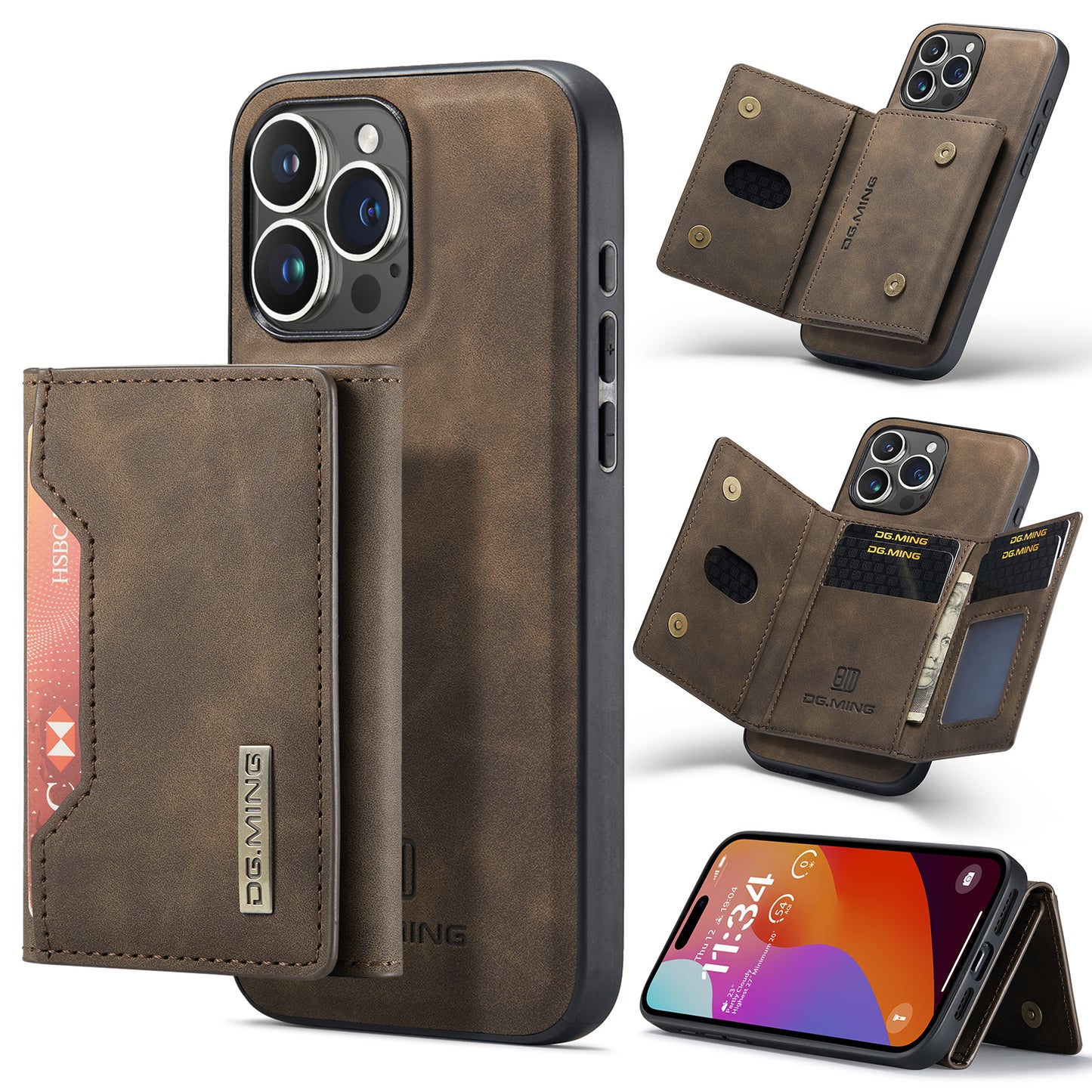 2 in 1 Detachable Wallet Case with Card Holder for IPhone 13 Mini 16E 16 15 Plus 14 13 12 Pro Max XS XR Leather Shockproof Cover