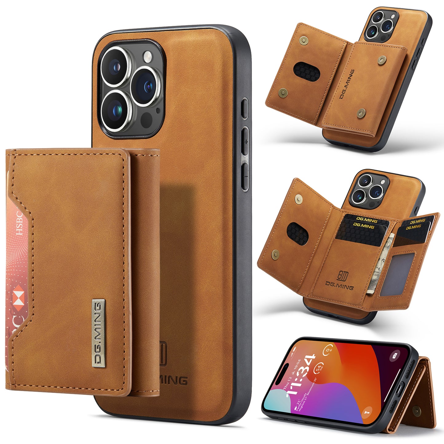 2 in 1 Detachable Wallet Case with Card Holder for IPhone 13 Mini 16E 16 15 Plus 14 13 12 Pro Max XS XR Leather Shockproof Cover