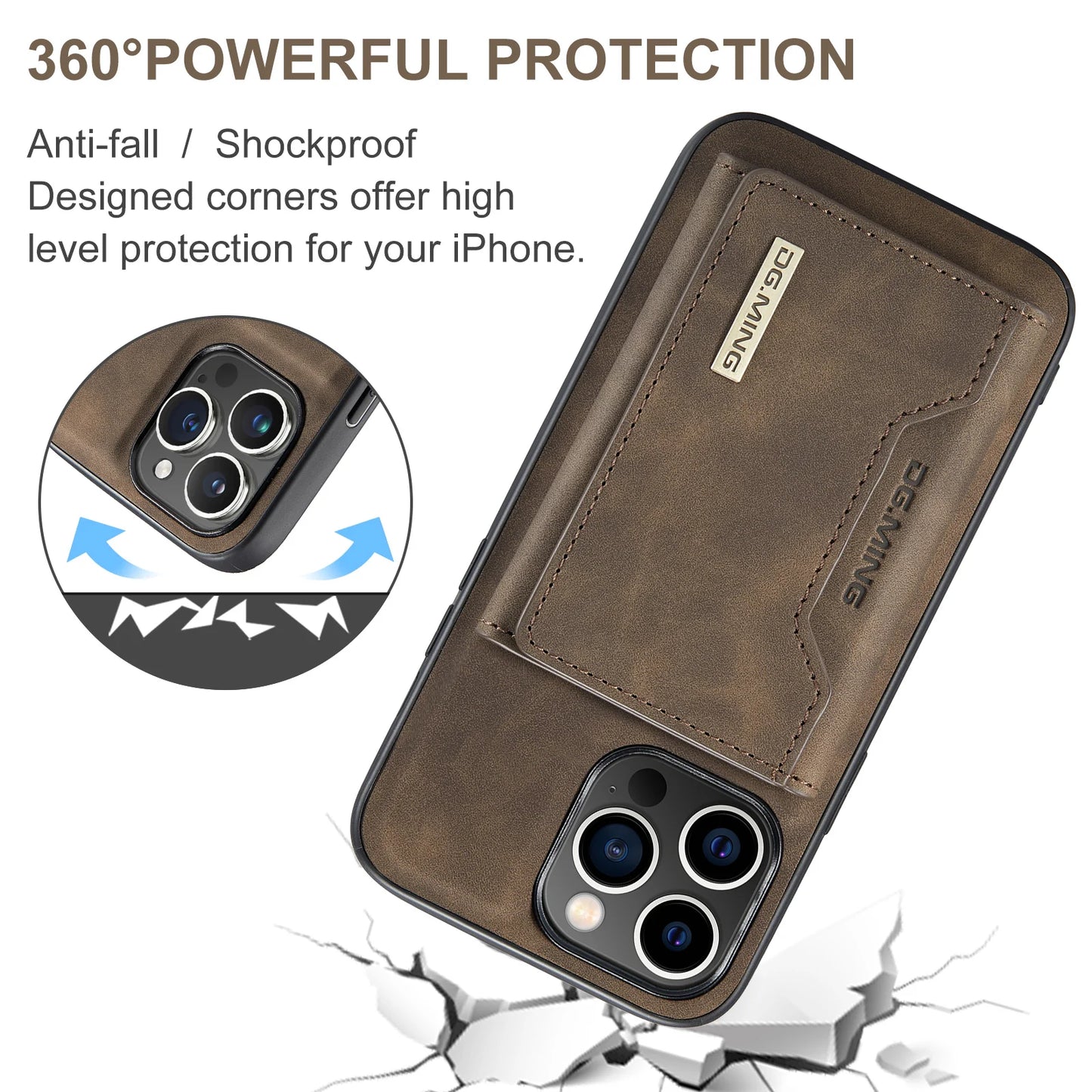 2 in 1 Detachable Wallet Case with Card Holder for IPhone 13 Mini 16E 16 15 Plus 14 13 12 Pro Max XS XR Leather Shockproof Cover