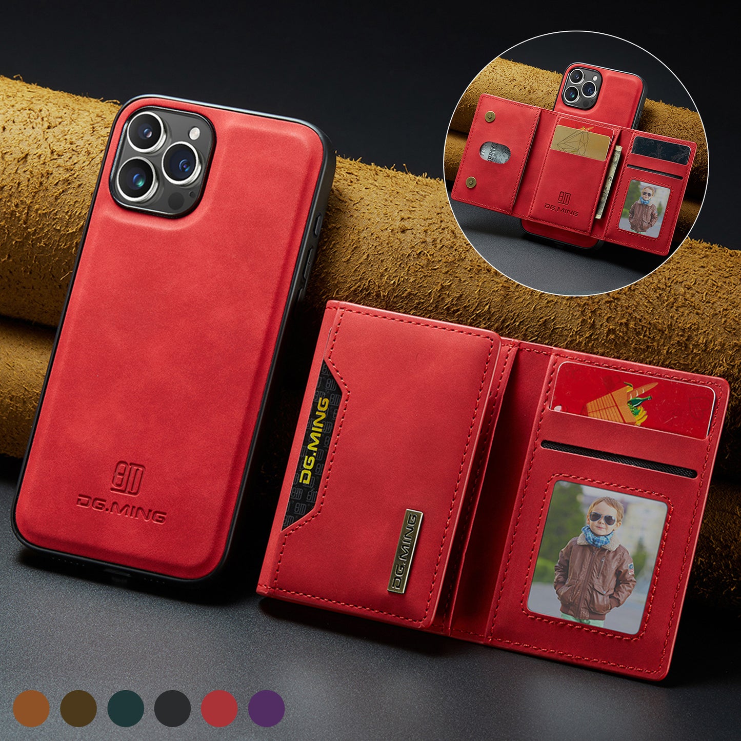 2 in 1 Detachable Wallet Case with Card Holder for IPhone 13 Mini 16E 16 15 Plus 14 13 12 Pro Max XS XR Leather Shockproof Cover