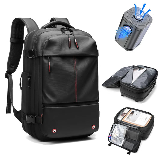 Sac à Dos de Voyage Homme avec Compression à Vide, Sac à Dos pour Ordinateur Portable 17 pouces