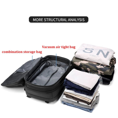 Sac à Dos de Voyage Homme avec Compression à Vide, Sac à Dos pour Ordinateur Portable 17 pouces