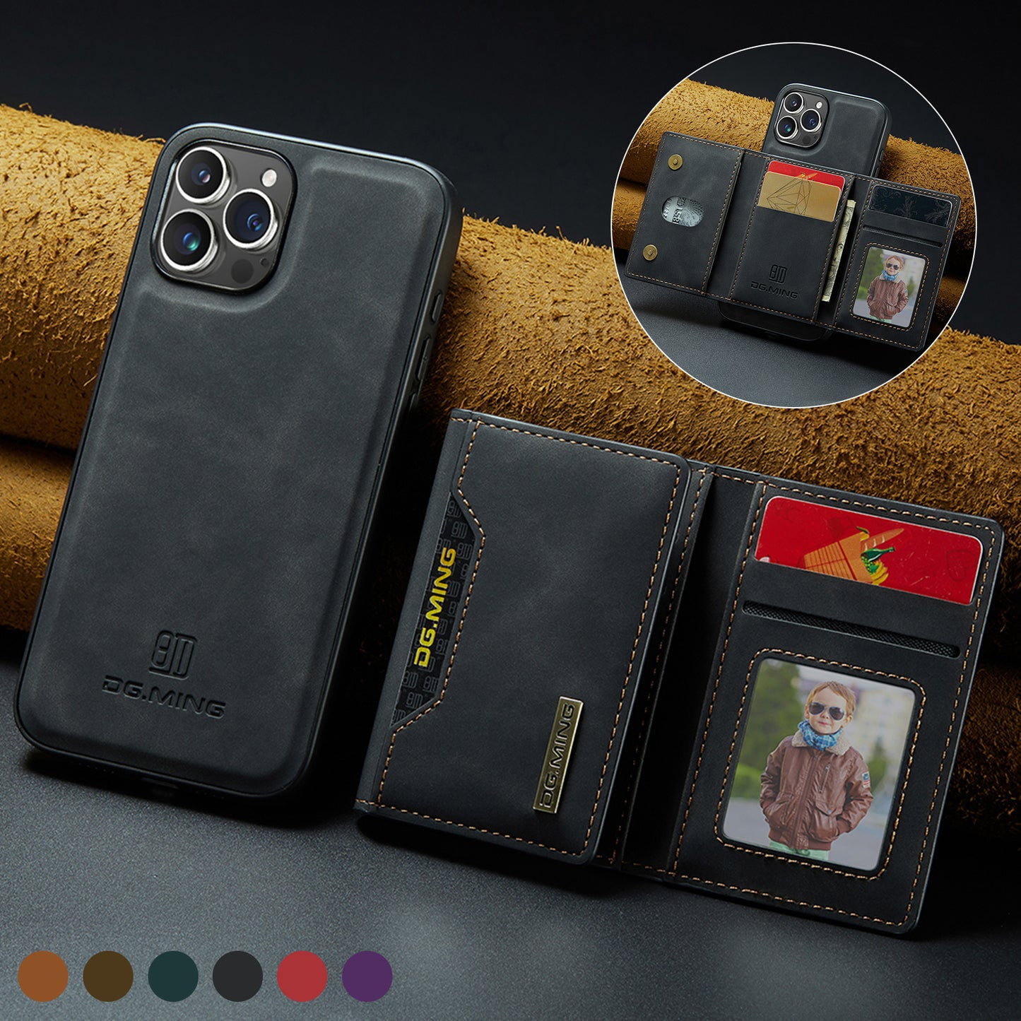 2 in 1 Detachable Wallet Case with Card Holder for IPhone 13 Mini 16E 16 15 Plus 14 13 12 Pro Max XS XR Leather Shockproof Cover