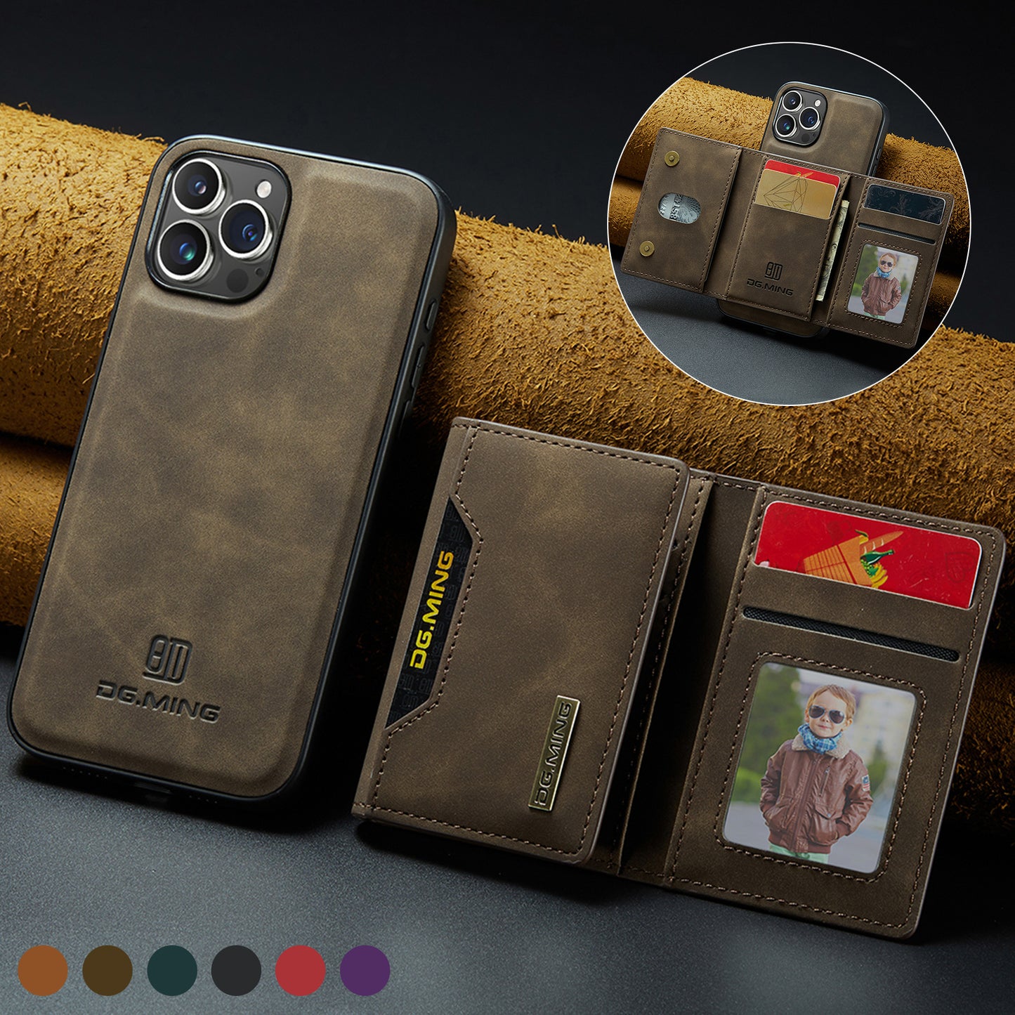 2 in 1 Detachable Wallet Case with Card Holder for IPhone 13 Mini 16E 16 15 Plus 14 13 12 Pro Max XS XR Leather Shockproof Cover